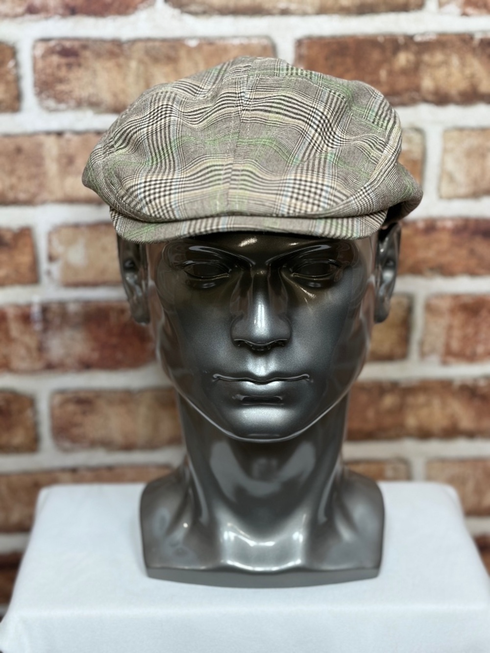 Paddy's Old Irish Whiskey Plaid Ivy Cap Flat Hat Mens Size L Glen Check Promo